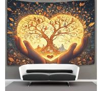 ZBOLI Forma di cuore astratta Arazzo Da Parete,Tapestry Wall Hanging Con Varie Fantasie,Stampa Family Albero,Utilizzato in Camera Da Letto,Soggiorno,Copriletto,Decorazione Murale 180cmx230cm