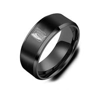 ZBOMR Ali Della Libertà Anello Scout Reggimento Anelli Anello in Acciaio Inossidabile per Uomo Anime Cosplay Gioielli Anime Fans Regali (Nero, 8)