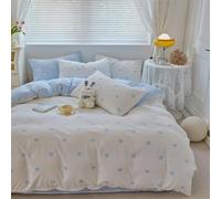 ZBOOM Set di biancheria da letto con cuore 140x200 cm, blu e bianco, con cuori, per bambini ragazze, in microfibra, con motivo a cuore, reversibile, con cerniera e federa 70x90 cm