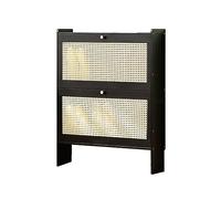 ZBORAVPIX Armadietto scarpiera sottile， Con contenitore in rattan, colore marrone, design sottile for armadio, corridoio, ingresso, camera da letto(Black,70cm)