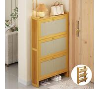 ZBORAVPIX Armadietto scarpiera sottile, Mobiletto portascarpe in rattan, organizer for corridoio, stile sottile, mobili in legno(C,Three doors~50CM)