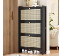 ZBORAVPIX Armadietto scarpiera sottile, Mobiletto portascarpe in rattan, organizer for corridoio, stile sottile, mobili in legno(B,Three doors~68CM)