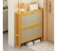 ZBORAVPIX Armadietto scarpiera sottile, Mobiletto portascarpe in rattan, organizer for corridoio, stile sottile, mobili in legno(C,Two doors~68CM)