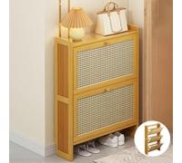 ZBORAVPIX Armadietto scarpiera sottile, Mobiletto portascarpe in rattan, organizer for corridoio, stile sottile, mobili in legno(C,Two doors~50CM)