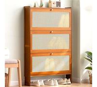 ZBORAVPIX Armadietto scarpiera sottile, Mobiletto portascarpe in rattan, organizer for corridoio, stile sottile, mobili in legno(A,Three doors~50CM)