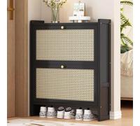 ZBORAVPIX Armadietto scarpiera sottile, Mobiletto portascarpe in rattan, organizer for corridoio, stile sottile, mobili in legno(B,Two doors~68CM)