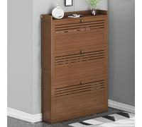 ZBORAVPIX Armadietto scarpiera sottile, Mobiletto portascarpe sottile a 3 ripiani con 3 ante a ribalta, organizer for scarpe in legno marrone scuro(Dark Brown,50X17X105cm)