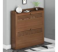 ZBORAVPIX Armadietto scarpiera sottile, Mobiletto portascarpe sottile a 3 ripiani con 3 ante a ribalta, organizer for scarpe in legno marrone scuro(Dark Brown,70X17X72cm)