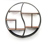 ZBORAVPIX Mensola circolare sospesa Mensole rotonde, Portabottiglie da parete in metallo e legno, mensola galleggiante for riporre oggetti, diverse dimensioni(68x16x68cm)