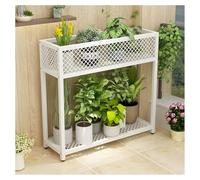 ZBORAVPIX Piantine da Interno Supporto for Piante in Metallo a 2 Livelli, ripiano rialzato Rettangolare for Interni ed Esterni, Nero/Bianco, Diverse Dimensioni(White,120x35x90 cm)
