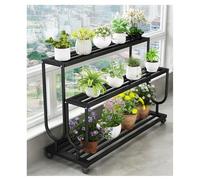 ZBORAVPIX Piantine da Interno Supporto for Piante in Metallo a 3 Livelli e 4 Ruote Multicolore 80-120x48x80 cm(Black,120x48x80 cm)