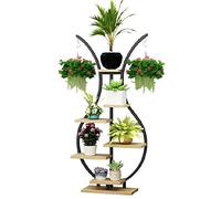 ZBORAVPIX Piantine da Interno Supporto for Piante in Metallo e Legno a 6 Livelli, espositore for Fiori, scaffale for riporre Oggetti da Giardino, Uso Interno ed Esterno