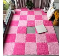 ZBORAVPIX Piastrelle di Pavimento a Schiuma, Confezione da 16 tappetini in Peluche a Incastro, 11,8x11,8x0,23/0,39 Pollici, Multicolore(Pink+Rose Red,0.23 inch)