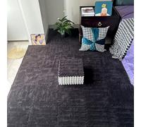 ZBORAVPIX Piastrelle di Pavimento a Schiuma, Confezione da 16 tappetini in Peluche a Incastro, 11,8x11,8x0,23/0,39 Pollici, Multicolore(Black,0.23 inch)