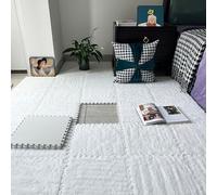 ZBORAVPIX Piastrelle di Pavimento a Schiuma, Tappetini in Schiuma ad Incastro in Peluche, Confezione da 60, Multicolore, 12x12 Pollici, 2 spessori(White)