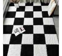 ZBORAVPIX Piastrelle di Pavimento a Schiuma, Tappetini in Schiuma ad Incastro in Peluche, Confezione da 60, Multicolore, 12x12 Pollici, 2 spessori(Black+White)