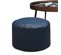 ZBORAVPIX Sgabello Pouf Borsa a Fagiolo Sedia， Pouf in similpelle, cuscino, comodo poggiapiedi, poltrona a sacco rotonda, sgabello decorativo(Inkblue Colour)