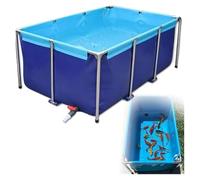 ZBORAVPIX Stagno, Vasca di Pesci, Serbatoio di stoccaggio dell'Acqua Pieghevole for laghetto for Pesci in Tela con valvola di Scarico, Panno raschiante in PVC Blu(1.5 * 1 * 0.8m)