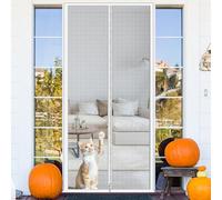 ZBORAVPIX Zanzariere per Porte per Gatti, Porta for Animali Domestici con Cerniera, Bianca, in Rete Metallica Rivestita in Vinile, con Striscia Adesiva a Strappo, Dimensioni Multiple(95x200cm)