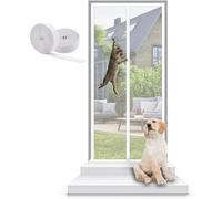 ZBORAVPIX Zanzariere per Porte per Gatti, Porta for Gatti in Lega di Acciaio Rinforzata con Cerniera, Bianca, Diverse Misure(80x210cm)