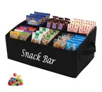 Zbozzba Candy Storage, Snack Box,6 Scomparti Candy Snack Storage Box,con Maniglie Rinforzate per Cucina, Ufficio, Dispensa, Piano di Lavoro E Snack Bar, 40 X 26 X 17 Cm (Nero)