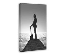 ZBYYFC Poster su tela 50 * 70cm Senza Cornice Chitarra in bianco e nero sulla riva Chitarre Poster e stampe d'arte murali Arredamento moderno per la casa da letto della famiglia