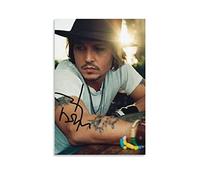 ZBYYFC Quadro Su Tela 50 * 70cm Senza Cornice Johnny Depp autografo autografo tela poster retrò casa camera da letto soggiorno decorazione