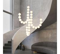 ZBZFGE 135 W Pearl Necklace Accendi a Sospensione Gold Globe Lampacchino di Altezza Regolabile per soffitti Alti Villa Staircase, Light Set (4000K)