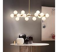 ZBZFGE 6 Ciondolo Leggero con Vetro Globo Smerigliato, Moderno lampadario Sputnik per Isola Cucina, Sala da Pranzo a Sospensione Regolabile o-Oro 95x20cm (37x8 pollch)