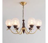ZBZFGE 6 Lampone Leggero Vetro Sputnik in Legno di metà secolo Fattoria Rustica Sospensione Oro a soffitto Lampada sospesa per Soggiorno Pranzo Isola Cucina da Letto
