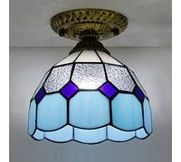 ZBZFGE Ceiling Light Fixture, Stained Glass Semi Flush Mount Lamp,Victorian Style Metal Base for Bedroom Kitchen Dining Living Room Hallway,9,22