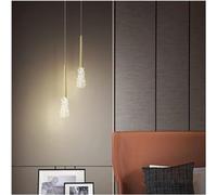 ZBZFGE Crystals Iluminatura Pendentile per Soffitto con Girello Nero Bronzo e Vetriello Oro, Lampadina LED con Altezza Regolabile