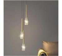 ZBZFGE Crystals Iluminatura Pendentile per Soffitto con Girello Nero Bronzo e Vetriello Oro, Lampadina LED con Altezza Regolabile