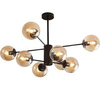 ZBZFGE Dna Chandelier Magic Bean Molecular Light Globe Vetro di metà secolo Lampada a Sospensione Sputnik per la Camera da Letto, Base, Luce appesa (Ambra, 8 luci)