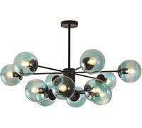 ZBZFGE Dna Chandelier Magic Bean Molecular Light Globe Vetro di metà secolo Lampada a Sospensione Sputnik per la Camera da Letto, Base, Luce appesa (Blu, 12 luci)