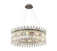 ZBZFGE Grande lampadario Rotondo da Pollici - Moderno soffitto a LED Light Chrome Luxury Rain Crystal Drum Compatibile