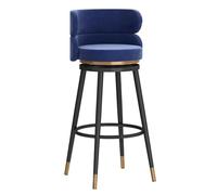 ZBZFGE in Velluto Sgabelli ad Altezza Bancone, Sedie Bar Imbottite Bistrot Pub per Sala da Pranzo Isola della Cucina (Blu,65cm/25.6in)