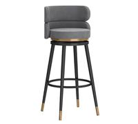 ZBZFGE in Velluto Sgabelli ad Altezza Bancone, Sedie Bar Imbottite Bistrot Pub per Sala da Pranzo Isola della Cucina (Grigio,65cm/25.6in)