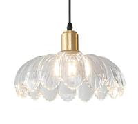 ZBZFGE Industrial Style Pendant Light with Adjustable Chain for Bedroom Decor - Petal-Shaped Glass Chandelier