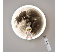 ZBZFGE Lampada da Parete a LED per Camera dei Bambini Luna, Lampada da Parete Astronauta Lampada da Camera da Letto per Ragazzo/Ragazza Decorazione, Dimmerabile con Telecomando, 20CM, 12W, Stampa 3D,
