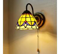 ZBZFGE Lampada da Parete con Interruttore, Lampada da Parete Barocca Industriale Vintage Paralume in Vetro Colorato per Interni Illuminazione da Parete Decorativa Mediterranea con Interruttore a