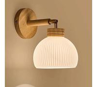 ZBZFGE Lampada Vetro, Illuminazione da a Parete in Legno Massiccio retrò Nordic del Sogno SOGGIORI Lettura della Camera (Base Round)