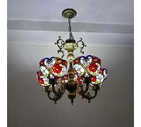ZBZFGE Lampadari Stile 5 luci vittoriane Macchiato di Vetro a Sospensione Luce la Camera da Letto del Soggiorno, Decorazioni per l'isola della Cucina