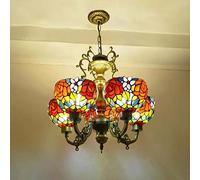 ZBZFGE Lampadari Stile 5 luci vittoriane Macchiato di Vetro a Sospensione Luce la Camera da Letto del Soggiorno, Decorazioni per l'isola della Cucina