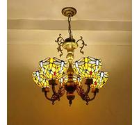ZBZFGE Lampadari Stile 5 luci vittoriane Macchiato di Vetro a Sospensione Luce la Camera da Letto del Soggiorno, Decorazioni per l'isola della Cucina
