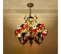 ZBZFGE Lampadari Stile 5 luci vittoriane Macchiato di Vetro a Sospensione Luce la Camera da Letto del Soggiorno, Decorazioni per l'isola della Cucina