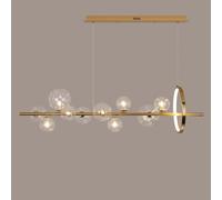 ZBZFGE lampadario 7 luci Nere lineare Moderna con Anello di Illuminazione LED bancone soffitto a Sospensione in Vetro Luce sopra Il Soggiorno Lampada per Camera da Letto (6000k, Oro-7 L
