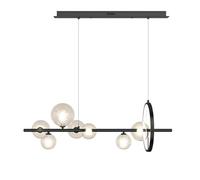 ZBZFGE lampadario 7 luci Nere lineare Moderna con Anello di Illuminazione LED bancone soffitto a Sospensione in Vetro Luce sopra Il Soggiorno Lampada per Camera da Letto (6000k, Oro-7 L