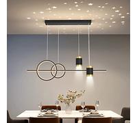 ZBZFGE Lampadario con Lampada proiezione Stella, Moderni riflettori Ciondolo LED Dimmettibile, Penale lineare Regolabile per l'isola della Cucina-Black a cm (39x47 Pollici)