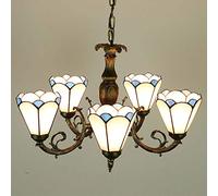 ZBZFGE Lampadario in Stile mediterraneo mediterraneo in Vetro in Ferro battuto Sospensione Lampada a Ciondolo luci a Ciondolo -5